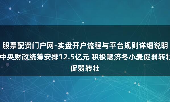 股票配资门户网-实盘开户流程与平台规则详细说明 中央财政统筹安排12.5亿元 积极赈济冬小麦促弱转壮
